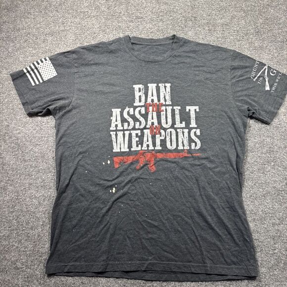 Ban The‎ Assault On Weapons, Gun Printed Men's New Patriotic Black T-shirt - Picture 2 of 9